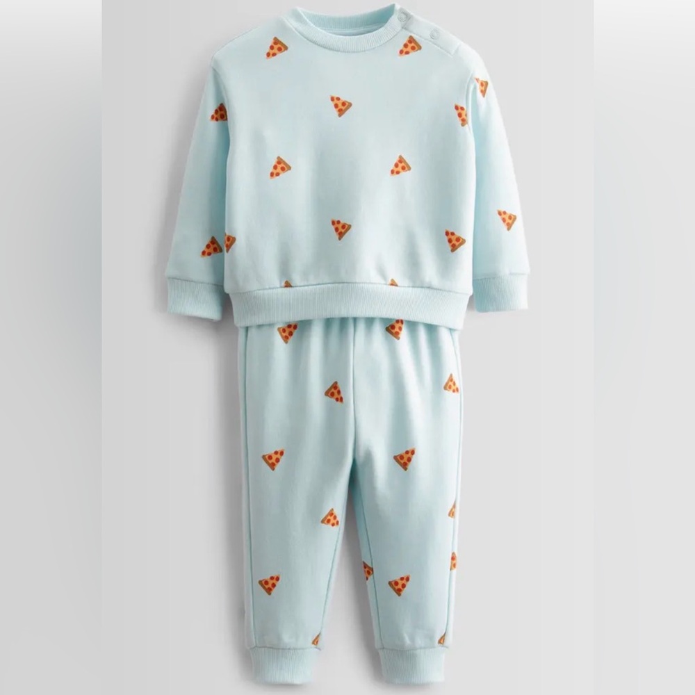 Tucker + Tate Light Blue Pizza Print Set